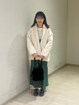 「ehka sopo（エヘカソポ）のアイテム（ブルゾン）」を使った、nanaさん（レディース・160cm）の冬コーディネート