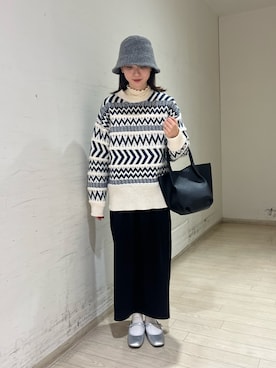 「Samansa Mos2 blue（サマンサモスモスブルー）のアイテム（帽子）」を使った、nanaさん（レディース・160cm）の冬コーディネート