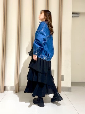 「FREE'S MART（フリーズマート）のアイテム（デニムジャケット）」を使った、rionさん（レディース・153cm）の秋コーディネート