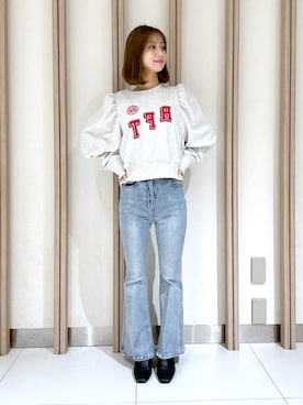 「FREE'S MART（フリーズマート）のアイテム（スウェット）」を使った、rionさん（レディース・152cm）の春コーディネート