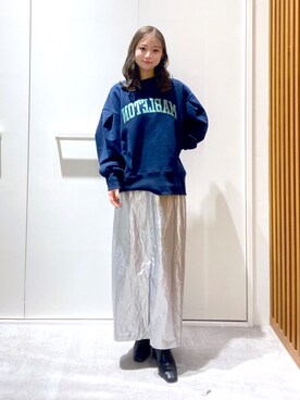 「FREE'S MART（フリーズマート）のアイテム（スウェット）」を使った、rionさん（レディース・152cm）の冬コーディネート
