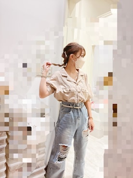 「GORGE（ゴージ）のアイテム（パンツ）」を使った、かずきちさん（レディース・154cm）の夏コーディネート