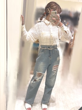 「GORGE（ゴージ）のアイテム（パンツ）」を使った、かずきちさん（レディース・154cm）の秋コーディネート