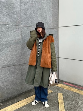 「coen（コーエン）のアイテム」を使った、Morinさん（レディース・170cm）の冬コーディネート