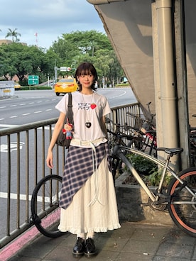 「アイテム（スカート）」を使った、Morinさん（レディース・170cm）の冬コーディネート