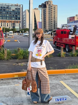 「アイテム（メガネ、その他）」を使った、Morinさん（レディース・170cm）の秋コーディネート