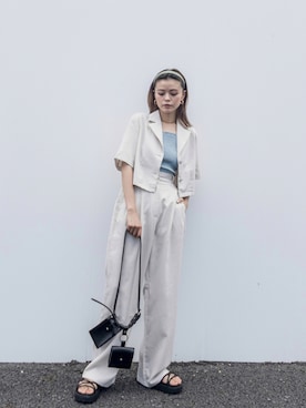 「LVEU.（ラブユ.）のアイテム（セットアップ）」を使った、wenさん（レディース・155cm）の夏コーディネート