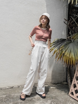 「LVEU.（ラブユ.）のアイテム（セットアップ）」を使った、wenさん（レディース・155cm）の夏コーディネート