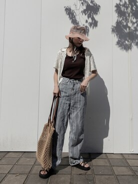 「AS KNOW AS PINKY（アズノゥアズピンキー）のアイテム（トートバッグ）」を使った、wenさん（レディース・155cm）の夏コーディネート