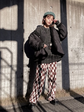 「スクエアトゥ」｜「アイテム（ブルゾン）」を使った、wenさん（レディース・155cm）の冬コーディネート