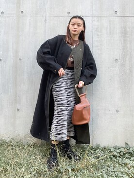 「notch.（ノッチ）のアイテム（ノーカラーコート）」を使った、wenさん（レディース・155cm）の秋コーディネート