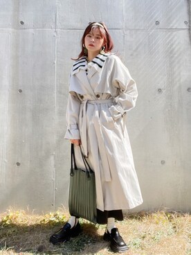 「スクエアトゥ」｜「アイテム（トレンチコート）」を使った、wenさん（レディース・155cm）の春コーディネート