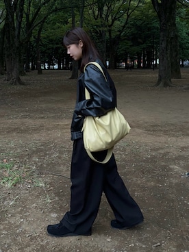 「アイテム（モカシン/デッキシューズ）」を使った、𝗬𝘂𝗻𝗮さん（レディース・158cm）の秋コーディネート