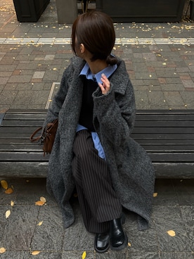 「アイテム（ステンカラーコート）」を使った、𝗬𝘂𝗻𝗮さん（レディース・158cm）の冬コーディネート