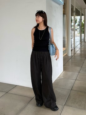 「アイテム（タンクトップ）」を使った、𝗬𝘂𝗻𝗮さん（レディース・158cm）の夏コーディネート