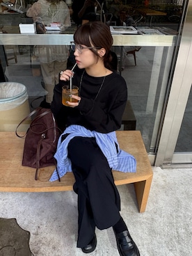 「アイテム（ローファー）」を使った、𝗬𝘂𝗻𝗮さん（レディース・158cm）の秋コーディネート