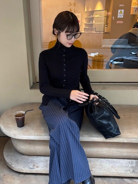 「アイテム（スラックス）」を使った、𝗬𝘂𝗻𝗮さん（レディース・158cm）の冬コーディネート