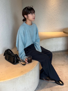 「アイテム（スラックス）」を使った、𝗬𝘂𝗻𝗮さん（レディース・158cm）の秋コーディネート