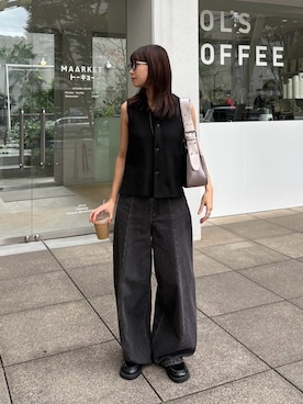 「アイテム（ベスト）」を使った、𝗬𝘂𝗻𝗮さん（レディース・158cm）の夏コーディネート