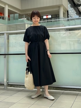 「RODE SKO（ロデスコ）の『MADE IN JAPAN』 スクエアメッシュフラットシューズ（バレエシューズ、ホワイト系）」を使った、かみやまさん（レディース・160cm）の夏コーディネート