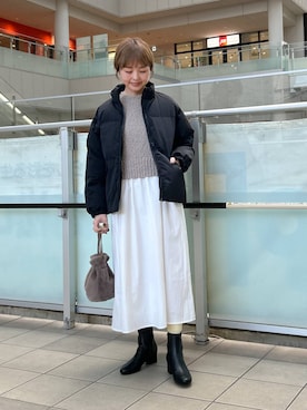 「寒い」｜「アイテム（ブルゾン）」を使った、かみやまさん（レディース・160cm）の冬コーディネート