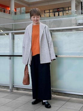 「アイテム（レインシューズ）」を使った、かみやまさん（レディース・160cm）の冬コーディネート