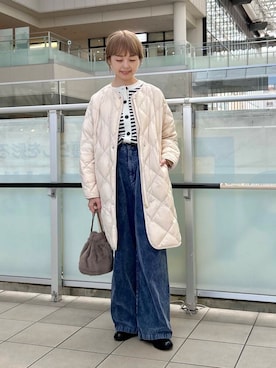 「アイテム（レインシューズ）」を使った、かみやまさん（レディース・160cm）の秋コーディネート