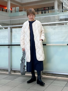 「寒い」｜「アイテム（ダウンジャケット/コート）」を使った、かみやまさん（レディース・160cm）の冬コーディネート