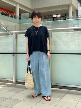 「URBAN RESEARCH DOORS（アーバンリサーチドアーズ）のアイテム（デニムパンツ）」を使った、かみやまさん（レディース・160cm）の夏コーディネート