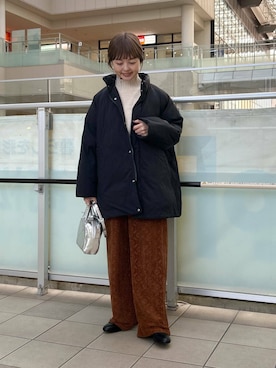 「寒い」｜「アイテム（ブルゾン）」を使った、かみやまさん（レディース・160cm）の冬コーディネート