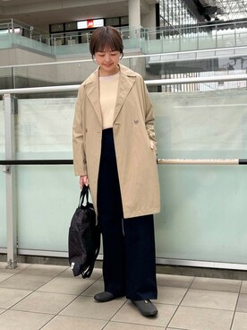 「春ニット」｜「アイテム（その他アウター）」を使った、かみやまさん（レディース・160cm）の春コーディネート