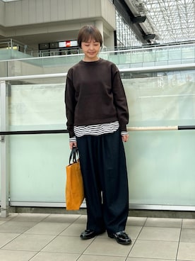 「HARUTA（ハルタ）の『別注』HARUTA×DOORS　キルトローファー（ローファー）」を使った、かみやまさん（レディース・160cm）の秋コーディネート