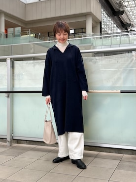 「FORK&SPOON（フォークアンドスプーン）のアイテム（ワンピース）」を使った、かみやまさん（レディース・160cm）の秋コーディネート