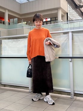 「アイテム（ボストンバッグ）」を使った、かみやまさん（レディース・160cm）の秋コーディネート