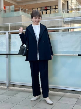 「アイテム（その他アウター、ブルー系）」を使った、かみやまさん（レディース・160cm）の冬コーディネート