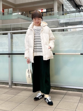 「寒い」｜「アイテム（ダウンジャケット/コート）」を使った、かみやまさん（レディース・160cm）の冬コーディネート
