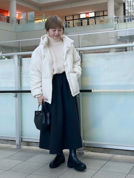 「URBAN RESEARCH DOORS（アーバンリサーチドアーズ）のタートルネックニット（ニット/セーター）」を使った、かみやまさん（レディース・160cm）の冬コーディネート