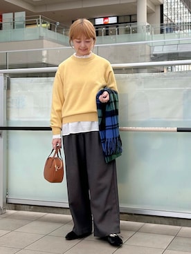 「URBAN RESEARCH DOORS（アーバンリサーチドアーズ）のピンタックフリルスタンドカラーブラウス（シャツ/ブラウス）」を使った、かみやまさん（レディース・160cm）の秋コーディネート