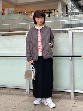 「アイテム（ダウンジャケット/コート）」を使った、かみやまさん（レディース・160cm）の秋コーディネート