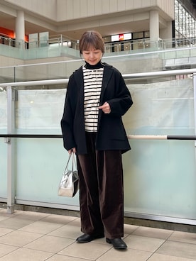 「アイテム（ボストンバッグ）」を使った、かみやまさん（レディース・160cm）の秋コーディネート