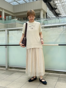 「アイテム（ベスト）」を使った、かみやまさん（レディース・160cm）の夏コーディネート