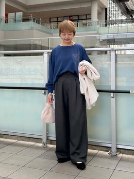 「アイテム（ノーカラージャケット）」を使った、かみやまさん（レディース・160cm）の秋コーディネート