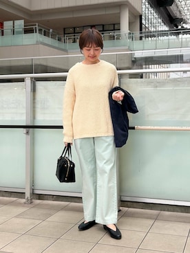 「春ニット」｜「アイテム（その他アウター）」を使った、かみやまさん（レディース・160cm）の春コーディネート