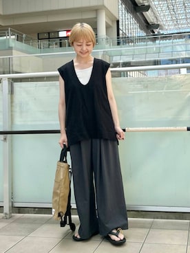 「Drifter（ドリフター）の『別注』DRIFTER×DOORS　ナップサック（バックパック/リュック）」を使った、かみやまさん（レディース・160cm）の夏コーディネート