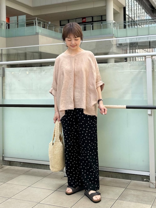 セール】リネンギャザースリーブVネックブラウス（シャツ