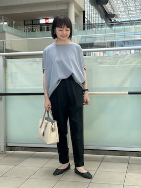 「URBAN RESEARCH DOORS（アーバンリサーチドアーズ）のコクーンシルエットプルオーバー（Tシャツ/カットソー）」を使った、かみやまさん（レディース・160cm）の夏コーディネート
