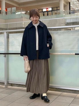 「アイテム（レインシューズ）」を使った、かみやまさん（レディース・160cm）の冬コーディネート