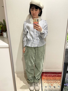 「シースルー」｜「アイテム（ハンチング/ベレー帽）」を使った、おっくん🍅さん（レディース・146cm）の春コーディネート