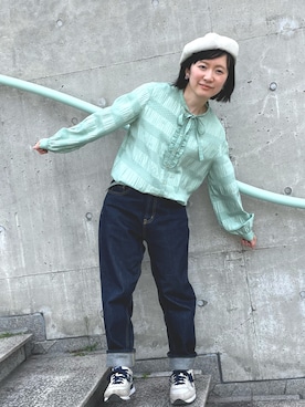 「chambre de charme（シャンブルドゥシャーム）のアイテム（パンツ）」を使った、おっくん🍅さん（レディース・146cm）の春コーディネート