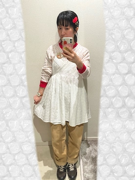 「FREAK'S STORE（フリークスストア）のアイテム（ワンピース、ホワイト系）」を使った、おっくん🍅さん（レディース・146cm）の春コーディネート